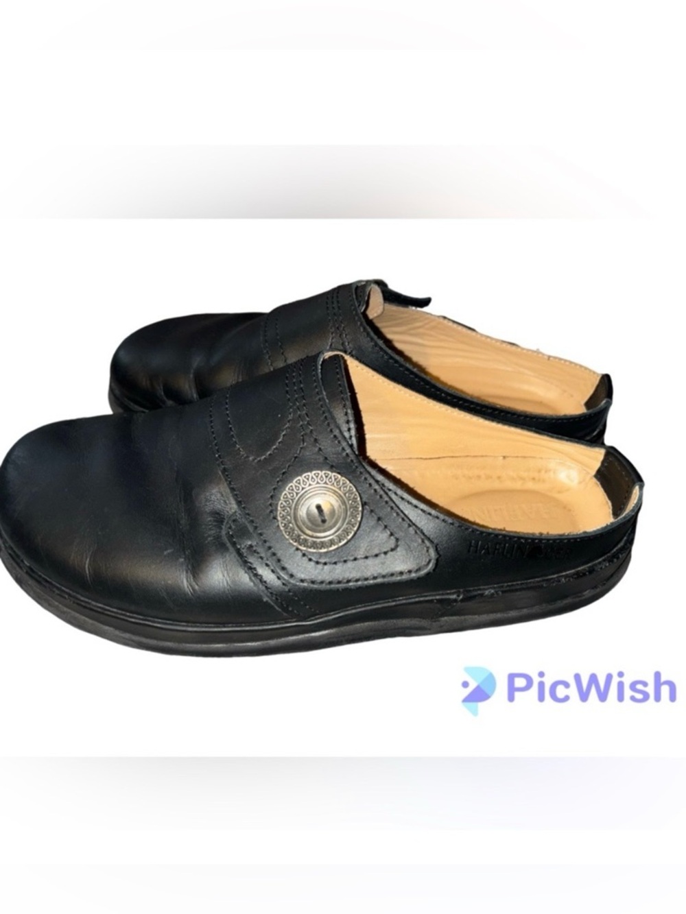Haflinger Leather Charlotte Black Mule Clog